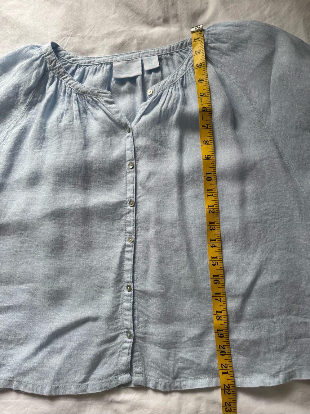 NWOT Cynthia Rowley Linen Light Blue Button-Front Short Sleeve Top Women's M - Picture 5 of 6